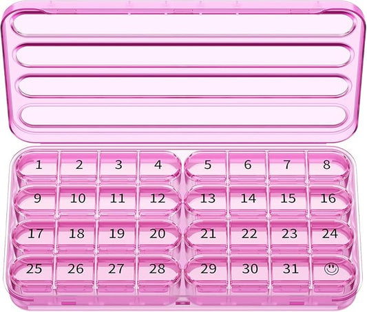 Zoksi Monthly Pill Organizer 1 Times a Day, 30 Day Pill Box Organizer,One Month Pill Case for Travel, 31 Day Daily Medcine Container for Vitamins, Supplement & Medication(Purple)