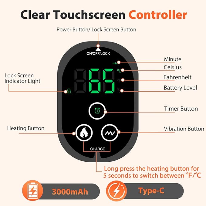 Cordless Ankle Massager, Ankle Heating Pad with Massage, Heated Foot Brace Wrap with 3000mAh Rechargeable, 4 -Level Heats, Foot Heating Pad for Sports/Work/Travel (Grey)