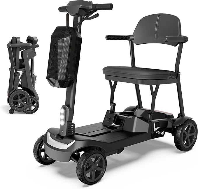 37.5lb Lightweight Mobility Scooter for Seniors & Adults - Cruise & Airline Approved, Removable Lithium Battery, Foldable Portable Travel Motorized Scooter, No Assembly Needed, 12.4Miles Range, Black