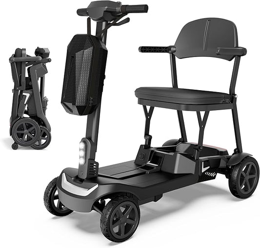 Lightweight Mobility Scooter for Seniors & Adults - 37.5 lb Dual Lithium Batteries 24.8 Miles Range, Cruise & Airline Approved, Foldable Portable Travel Motorized Scooter, No Tools Needed, Black