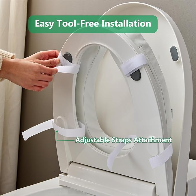 Toilet Seat Riser Cushion for Seniors, Raised Padded Bathroom Riser with Soft Foam, Portable Seat Elevator for Post Surgery Recovery, Hip & Knee Pain Relief, Arthritis Support & Low Toilets