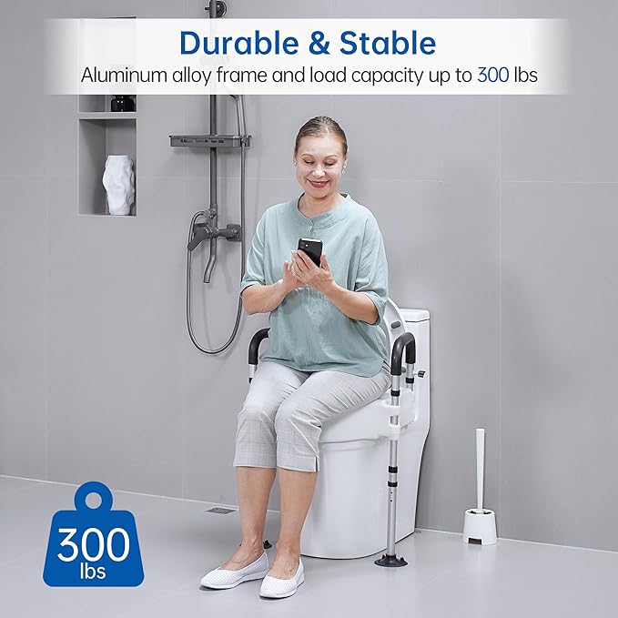 Raised Toilet Seat with Handles, Elevated Toilet Seat Riser for Elderly and Disabled, Support 300 lbs