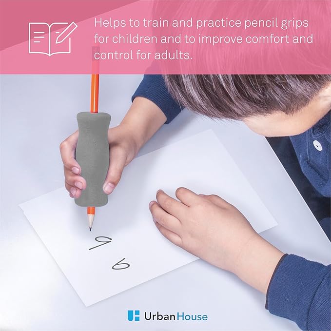Soft Foam Pencil Grip for Kids and Adults, Open Slip Easy Insert Pen Paint Brush Holder for Right-Handed and Left-Handed Use
