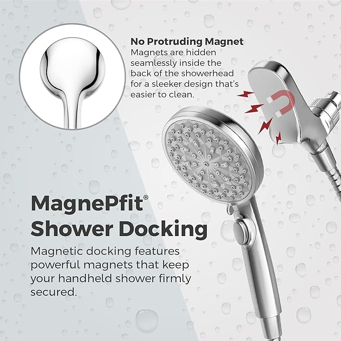 Pfister HydroFuse Handheld Shower Head, Hose Included, Magnetic Docking, 6-Function, 1.75 GPM, Polished Chrome Finish, 016WS2HFM01CC
