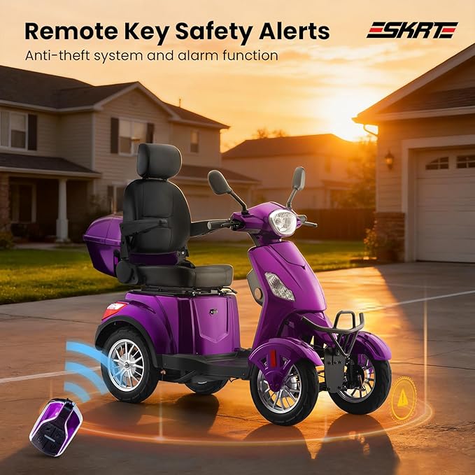 Super Large Electric 4 Wheel Mobility Scooters, Heavy Duty 800W Wheelchair Device, 25 Miles Long Range, All Terrain Mobility Scooter，Speed Adjust, Remote Key,Receive Ready to Ride (Purple)