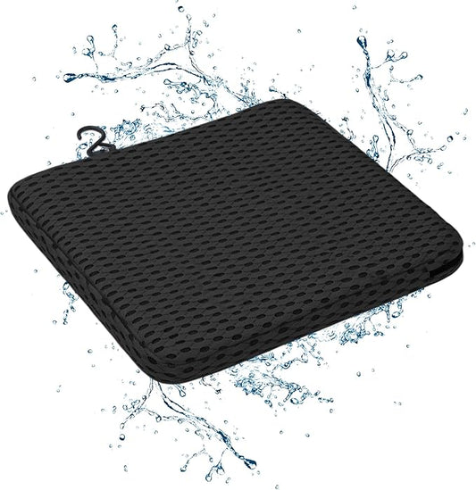 SPRING SEAON Shower Chair Cushion, Gel Shower Seat Cushion with Non-Slip Silicone Bottom, Quick-Dry Mesh Bath Seat Pad, Soft Washable Shower Bench Cushion for Seniors & Adults (Black)