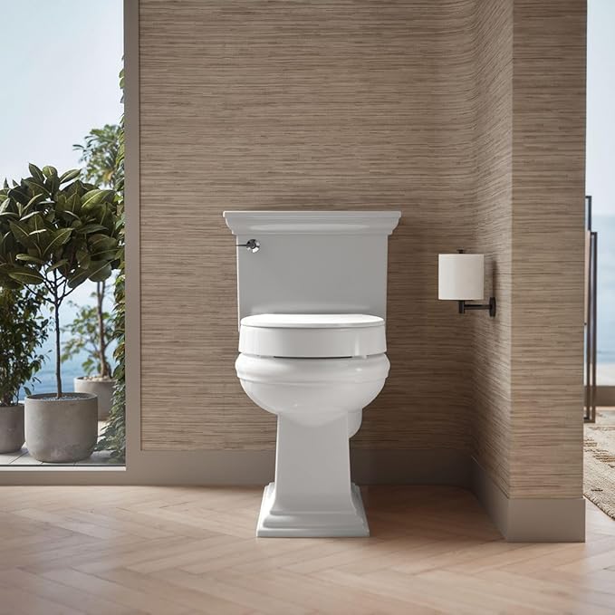 KOHLER 25876-0 Hyten 3" Height, Elevated Soft Close Round Toilet Seat, Contoured Seat with Grip-Tight Bumpers, Quick-Attach Hardware, White (Pack of 2)