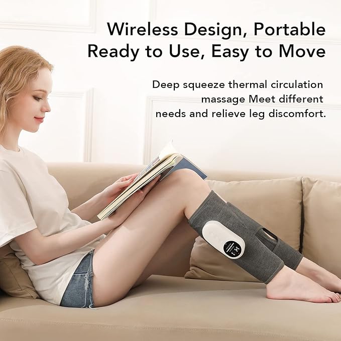 LINGTENG Leg Massager for Circulation and Pain Relief, Calf Air Compression Massager with Heat, Leg Massager with 3 Intensities, 3 Modes, Easy to use, Muscle Relaxation, Gifts (Pair)