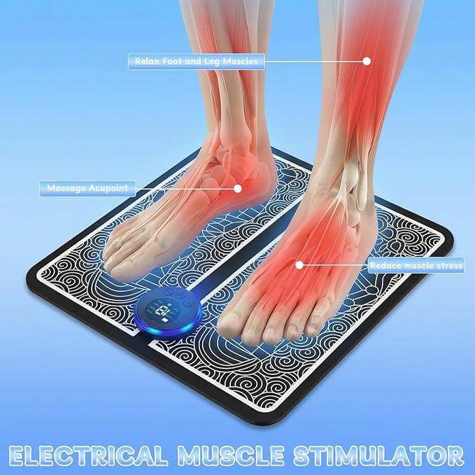 Foot Massager with Remote Control, Foot Stimulating Massage Mat Improves and Promotes Muscle Stimulator for Neuropathy & Recovery, 8 Modes 19 Levels, Foot Mat System for Pain Relief
