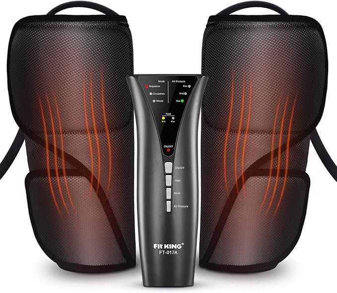 FIT KING Leg Massager with Heat Air Compression Calf Massager for Circulation Helpful for Pain Relief RLS Edema and Relaxation - Great Gift for Wife Mom
