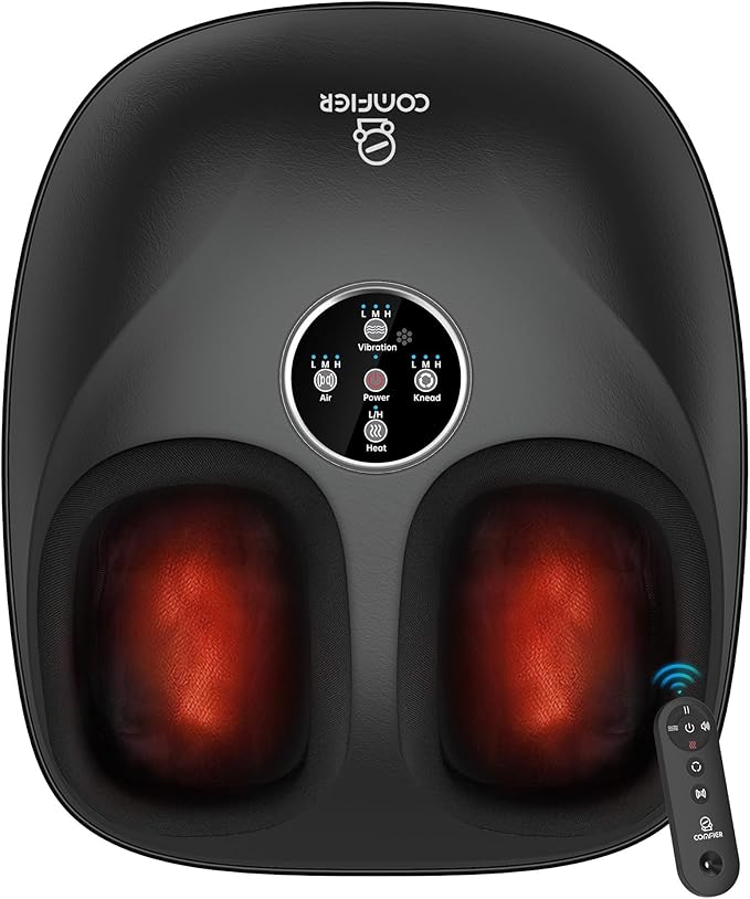 COMFIER HSA Eligible Shiatsu Foot Massager Machine with Heat, FSA Foot Massager for Neuropathy Plantar Fasciitis, Deep Kneading Feet Massager with Heat,Up to Size 13, Mother‘s Day Gifts for Mom