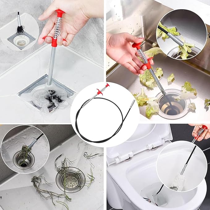 Drain Snake,116 inch Flexible Grabber Claw Pick Up Reacher Tool,Drain Clog Remover - Gutter Cleaning Tools for Home Sink, Bathroom Tub,Drain, Toilet