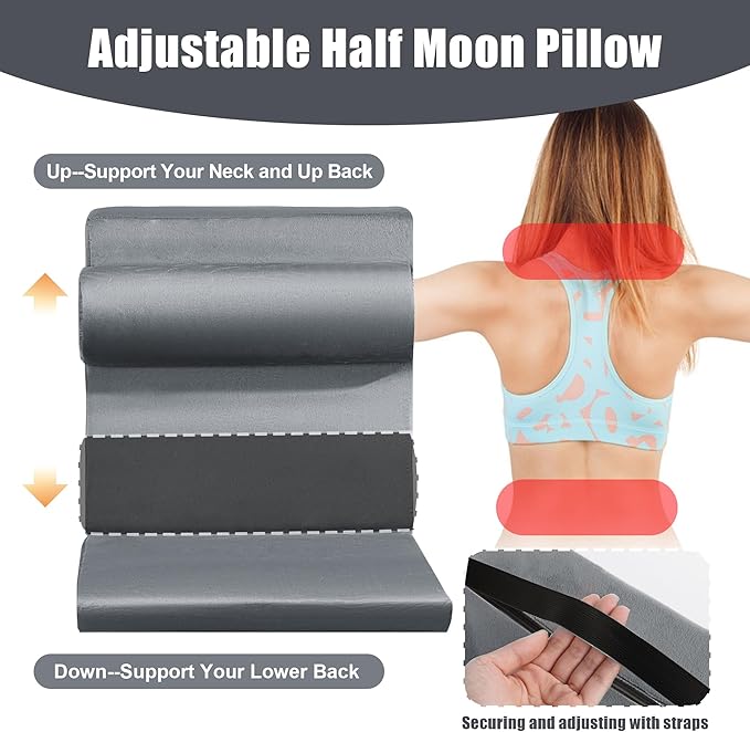 HOMBYS 5-in-1 Recliner Seat Cushion for Elderly+Lumbar Support Pillow + Leg Pad, with Adjustable Half Moon Neck Pillow & Footrest, Foam Filling with Velvet Fabric, Thick & Non-Slip, Grey
