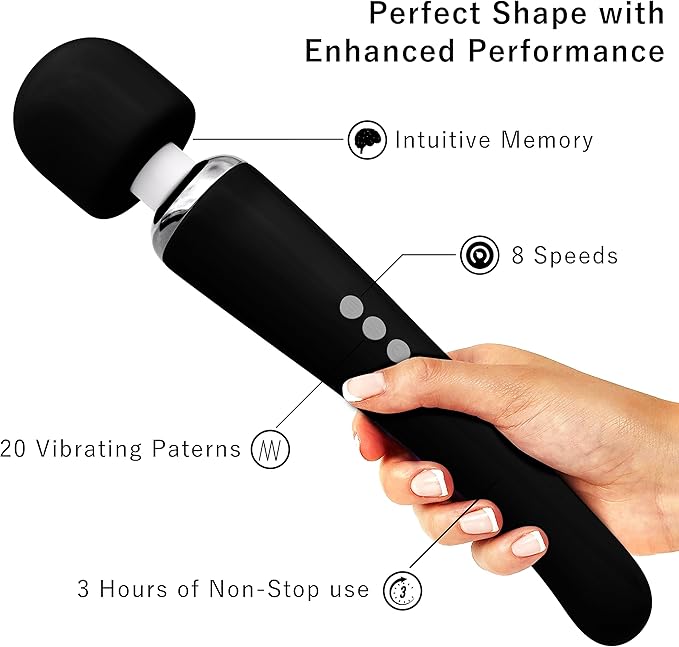 Therapeutic Cordless Massager - Powerful Massage Tool Handheld 8 Speeds 20 Patterns - Rechargeable Hand Massagers for Sore Muscles - Hand Held Massage Tool for Neck & Back