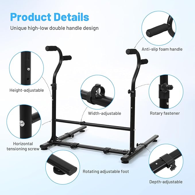 Couch Chair Stand Assist Aid with Double Handrails, Height Width Adjustable Sofa Lift Assist Devices for Seniors Disabled Patients to Sit and Stand, Heavy Duty Toilet Safety Rails (450 LB) Black