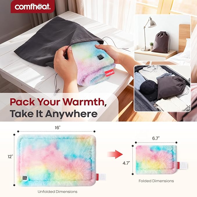 USB Heating Pad, 5V Heated Travel Pads, 3 Heat Settings & Auto Shut Off, Hot Therapy for Pain Relief Abdomen Cramps 16"x 12" Non-Rechargeable, Colorful