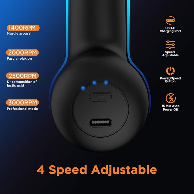 NEPQ Mini Massage Gun, Powerful Fascial Gun Portable Deep Tissue Percussion Muscle Back Head Massager for Pain Relief with 4 Massage Heads High-Intensity Vibration Rechargeable Small Massage Gun