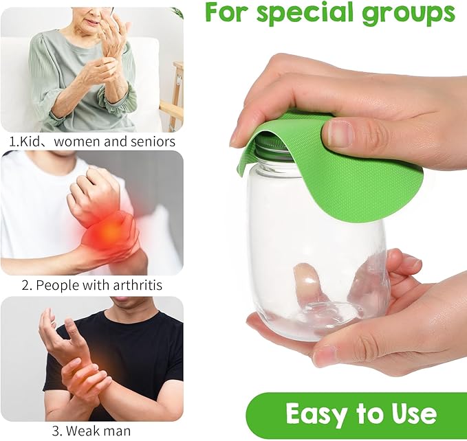 Gjinxi 4PCs Rubber Jar Openers, Multi-Function Bottle Opener Gripper Pad for Seniors with Arthritis Weak Hands, Non-Slip Jar Grippers for Easy Opening Jars, Kitchen Easy Top Opener Tool