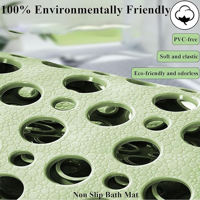 Casa and Beyond Shower Mat, Secure Shower Mats Easy to Clean, Showers Mat with Suction Cup, Washable Non-Slip Bathtub Mats for Inside Showers (Khaki, 29.5" x 17")