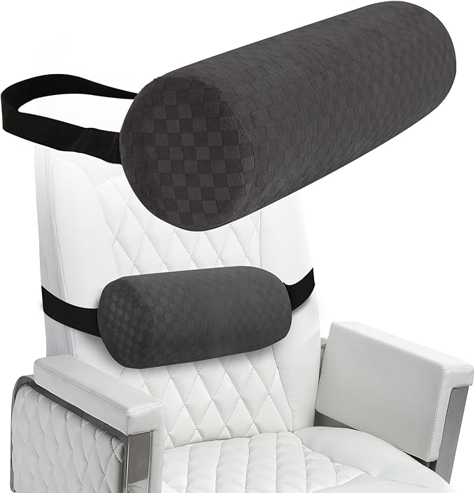 Lumbar Roll Pillow for Lower Back, Lumbar Support Foam Roll Cushion with Pillowcase and Upgraded Strap for Office, Chair, Car, Seat Pain Relief & Improving Posture (Dark Grey, Short-11 * 4.3'')