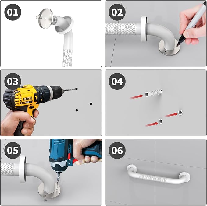12 Inch Oil Rubbed White Shower Grab Bar w/Anti Slip Grip, ZUEXT Stainless Steel Bath Grab Bar,Bathroom Balance Bar, Wall Mount Safety Handrail Support, Handicap Injury Elderly Senior Assist Handle