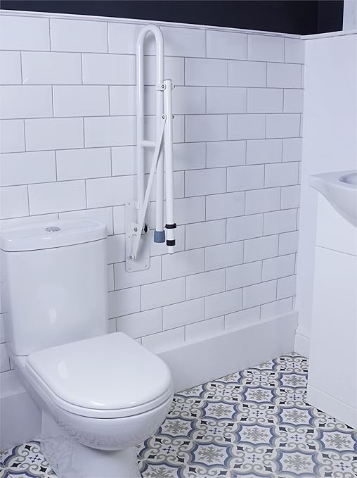 Aidapt 29.5 INCH Stainless Toilet Safety Rails,Disabled Flip-Up Bathroom Grab Bar with leg support,Toilet Handrails Hand Grips Handle Shower Assist Aid, designed for Handicap and Elderly