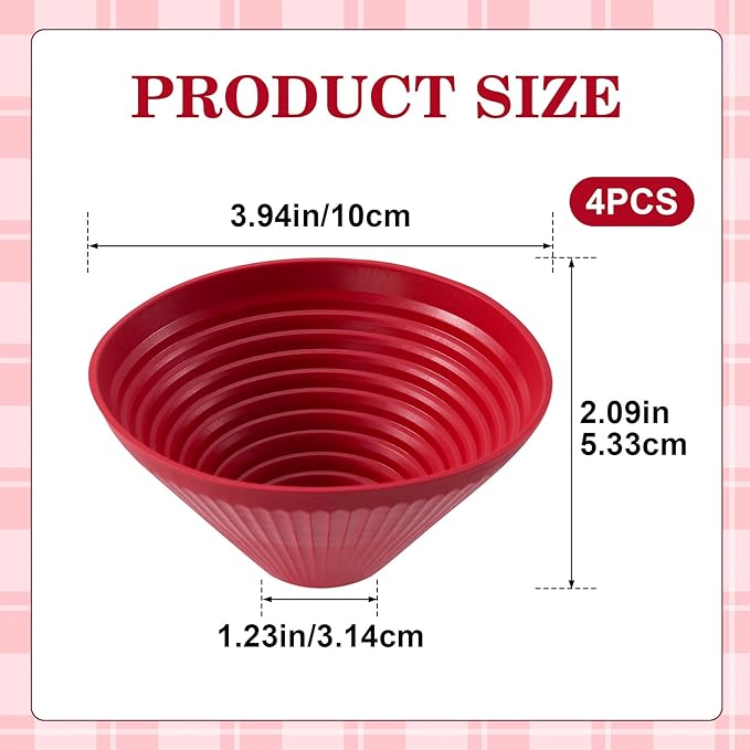 PAGOW 4pcs Round Rubber Jar Opener, Multi Purpose Silicone Jar Opener Gripper, Reusable Anti-Slip Bottle Lid Openers for Kitchen, Seniors, Arthritis -Red