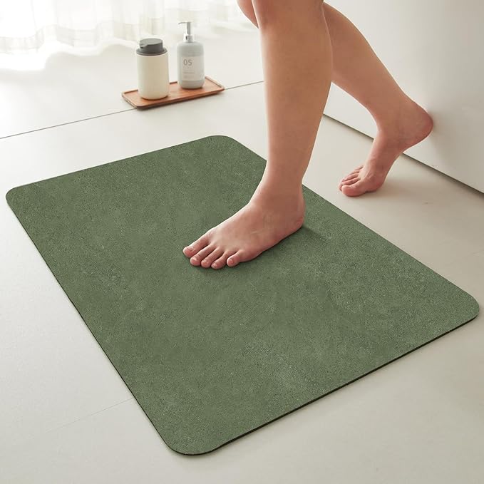 TYUU Bathroom Mat Quick Dry, Bathroom Rugs Non Slip Washable Thin Absorbent Bath Mat Fits Under Door Bathroom Floor Mat Perfect for Bath, Shower, or Sink 24"x48" Sage Green