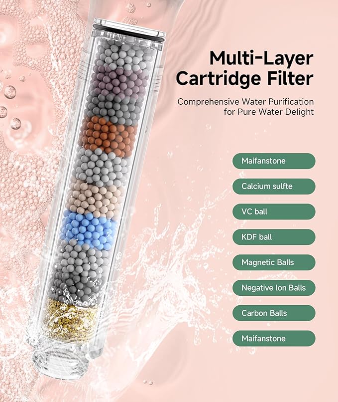 Filtered Shower Head with Handheld, 9-Spray Mode High Pressure Detachable Shower Head with Filters for Hard Water - Remove Chlorine Brushed