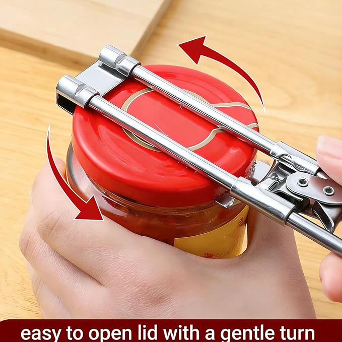 Jar Opener for Weak Hands, Adjustable Stainless Steel Jar Opener for Seniors with Arthritis – Manual Lid Gripper, Bottle & Jar Tool, Easy Grip Tight Lid Kitchen Gadget，1 PCS