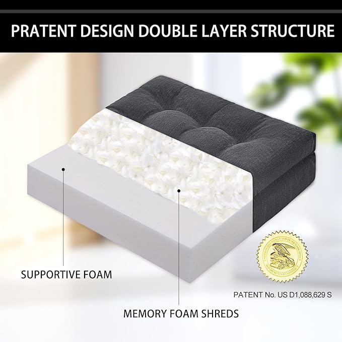 HAVARGO Recliner Cushions for Elderly, 20x20x5 Inch Thick Chair Cushion Patent Design Soft Tufted Dual Layer Booster Seat Cushions for Seniors Recliner Risers Gray 1P