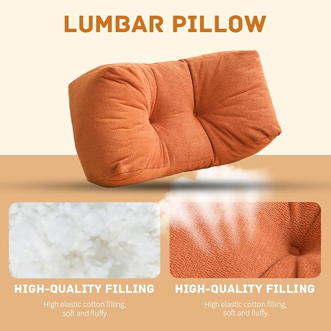 Lumbar Support Pillow Small Lower Back Pillow for Office Chair, Car Seat, and Desk Chair Ergonomic High-Elasticity Cushion for Pain Relief and Comfort on Sofa, Bed, or Travel (Orange)