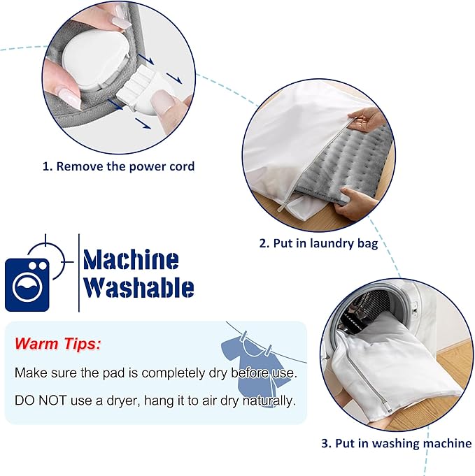 33"X17" Electric Heating pad with 6 Heat Settings, Auto Shut Off, Silver Gray Dry Electric Heating for Back Neck Knee Arms Legs Shoulder Heat Pads for Christmas Birthday Father's Day Mother's Day