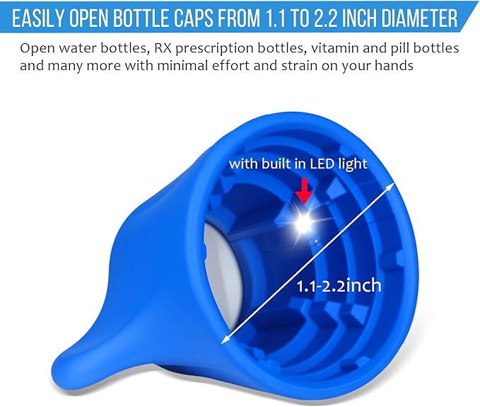 Remedic One-Hand Pill Bottle Opener with Non-Slip Mat – Easy Open Medicine Bottles for Weak Hands & Arthritis – Magnifier & LED Light for Clear Labels – Easy Grip Daily Living Aid