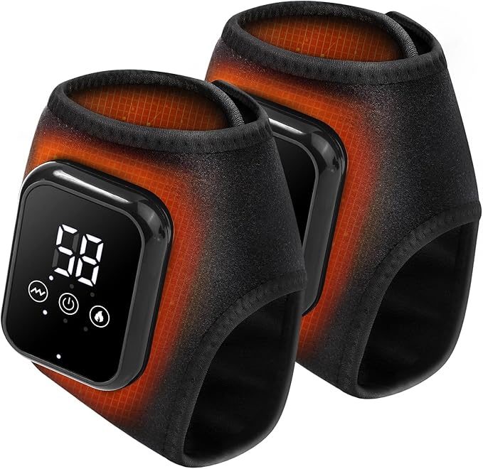 2PCS Cordless Ankle Heating Pad with Massage,Rechargeable Ankle Massager for Circulation and Pain Relief, Heating Pad for Ankle,Portable Foot Massager
