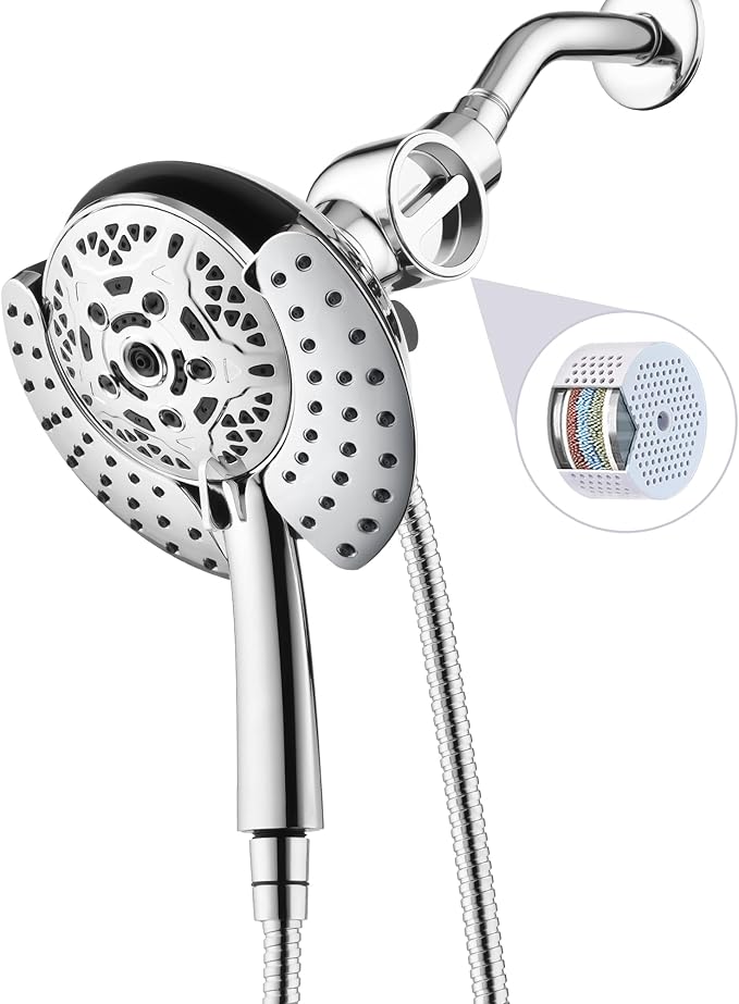INAVAMZ 2-in-1 Filtered Shower Head with Handheld: Dual Shower Heads with Rain Shower & Handheld Shower Head, 10-Mode Detachable Shower Head with Massage Spray, Shower Trim Systems