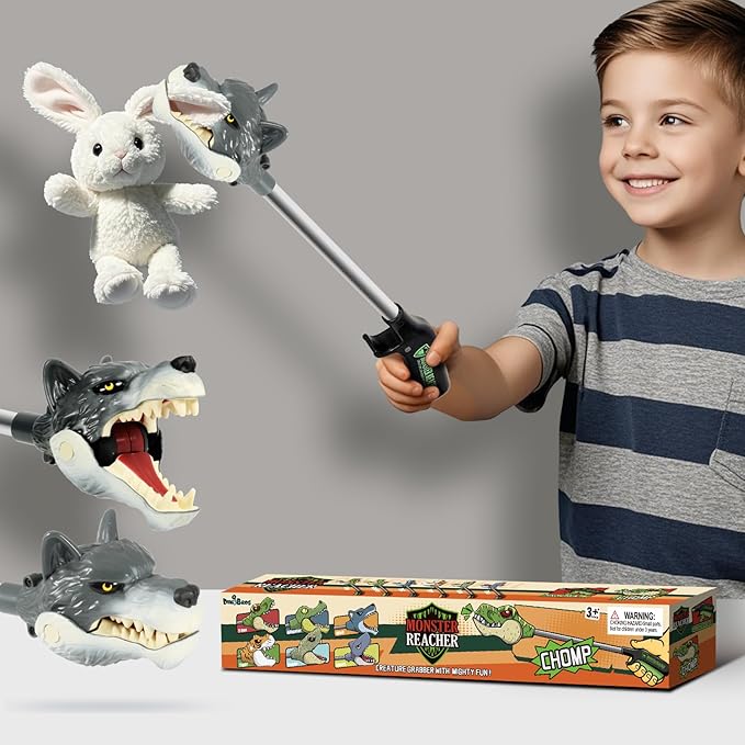 DINOBROS Animal Pincher Toys Wolf Grabber Toy for Boys Claw Snapper Chomper Monster Reacher Robot Hand