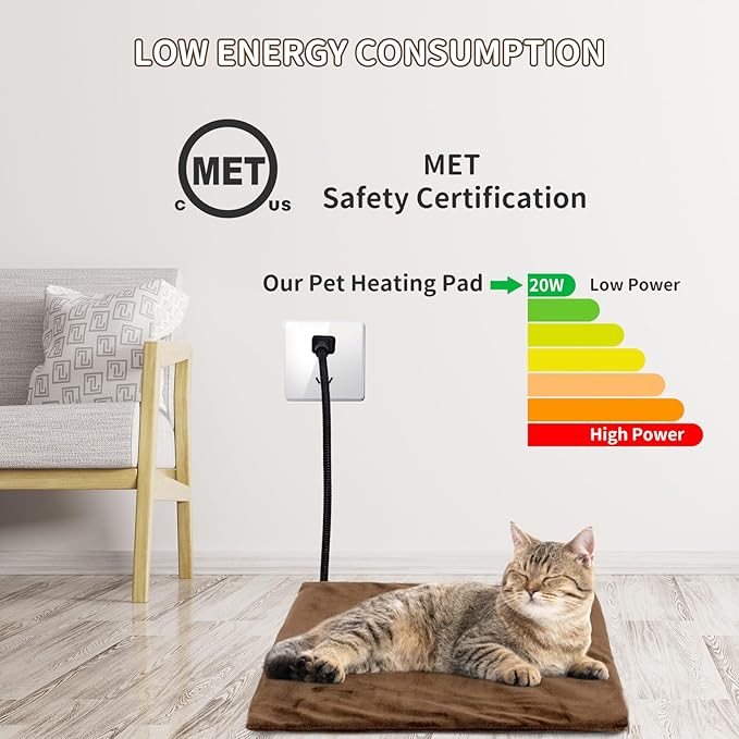 NAMOTEK Pet Heating Pad, Safe Electric Heating Pad for Dogs and Cats Indoor Warming Pad with Auto Constant Temperature 15.7" x 12"