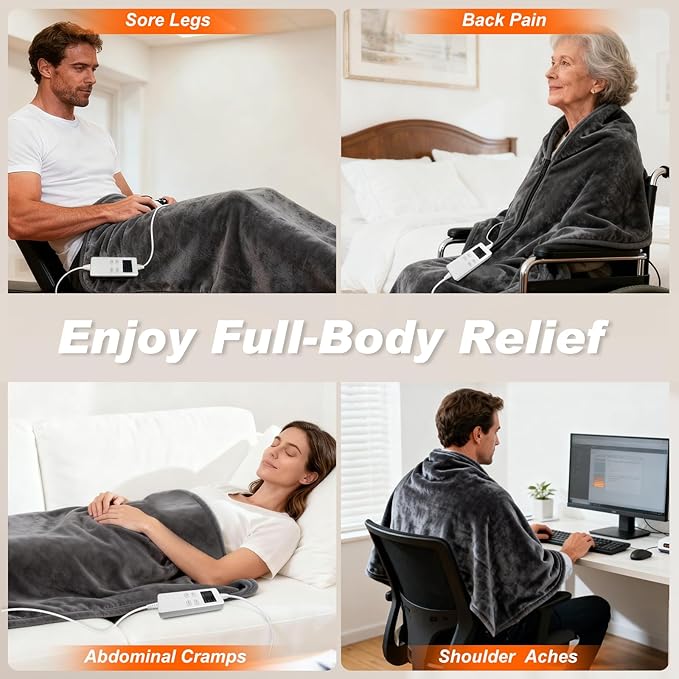 Extra Large Heating Pad for Back Pain Period Cramps Relief, King Size 59x27 Full Body Wrap Around Electric Heat Pad, Plug in Wearable 2 in 1 XXL Heat Cloak, Gift for Women Men Elders Home Office Use