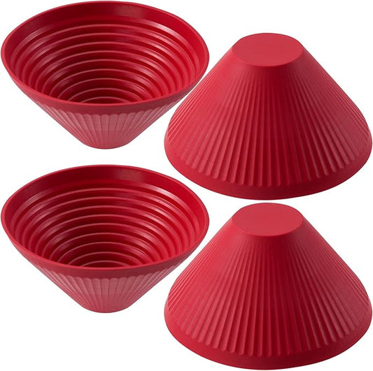 PAGOW 4pcs Round Rubber Jar Opener, Multi Purpose Silicone Jar Opener Gripper, Reusable Anti-Slip Bottle Lid Openers for Kitchen, Seniors, Arthritis -Red