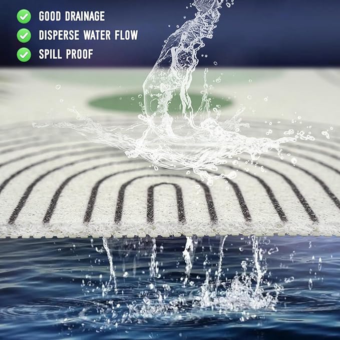 Square Shower Mat, 24 x 24 Inch Non Slip Bohemia Shower Stall Mat, Quick-Dry PVC Loofah Bath Mat for Shower Tub Bathroom