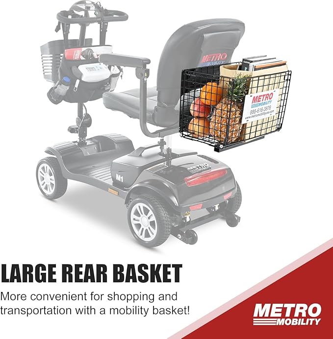 Mobility Scooter for Seniors and Adults M1 Gloss Black, 300W Motor, 9” Solid Tires, Foldable Heavy Duty Electric Scooter, Comfortable Adjustable Seat with 360° Rotation, Portable for Travel