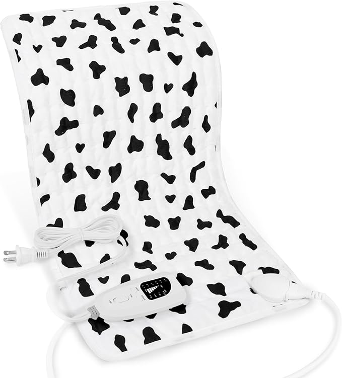Deepsoon Heating Pad,Electric Heating Pads for Back,Neck,Moist Heating Pad for Abdomen Shoulder Knee Legs,Dry/Moist Heat&Auto Shut Off,Mother's Day Birthday for Men and Women,White Black,24x12 Inch
