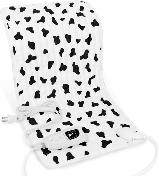 Deepsoon Heating Pad,Electric Heating Pads for Back,Neck,Moist Heating Pad for Abdomen Shoulder Knee Legs,Dry/Moist Heat&Auto Shut Off,Mother's Day Birthday for Men and Women,White Black,24x12 Inch