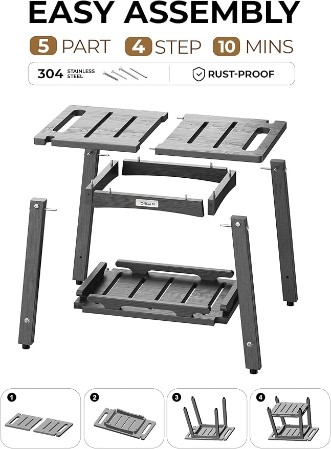 22" Large Shower Bench Seat, Non-Slip Shower Benches for Inside Shower to Sit on, HDPE Waterproof Shower Stool, Shower Chair with Adjustable Feet for Bathroom, Indoor/Outdoor Use, Grey