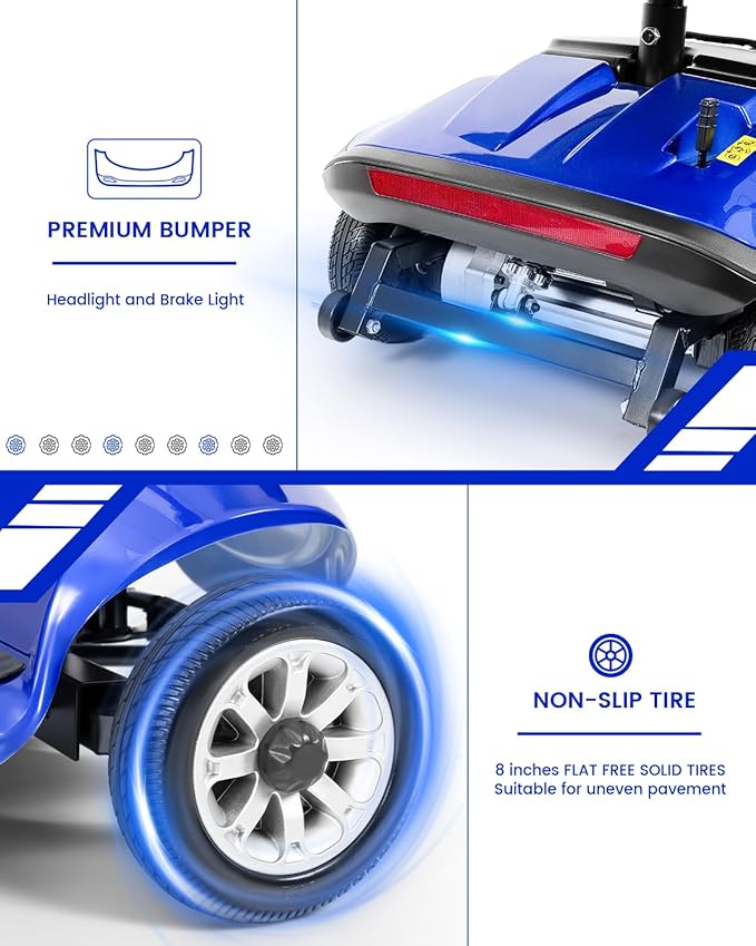 4 Wheel Electric Power Mobility Scooter for Adults, Electric Scooter for Seniors Folding Mobility Scooter -Max Speed 5 Mph,15 Miles Long Travel Range