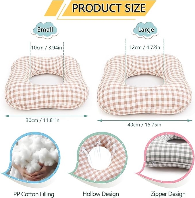 Anti-Bedsore Cushion, Donut Pillows, Pressure Ulcer Cushions, Pillow Tailbone Pain Relief Mat, Soft Pad of Bed Sores for Seniors,Pregnant,Hemorrhoids,Post-Surgery(Beige,Small)