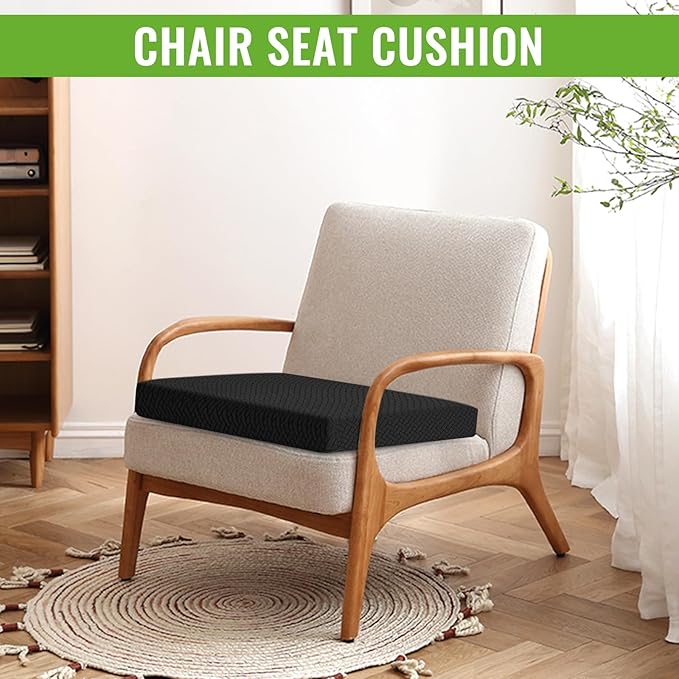 Recliner Cushions for Long Sitting Foam Seat Cushion Soft Tufted Layer for Elderly Seniors, Recliner Chair, Floor Pillow, Office Chair, Car, No Pressure on Thighs, 20X20X3 Inch - Knitted Black