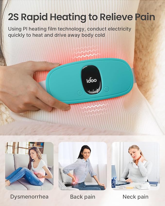 iDOO Heating Pad for Period Cramps, FSA Eligible Items Only List, Portable Cordless Heating Pad, Electric Waist Belt Device, Gifts for Girlfriend Mom Wife Women (Blue)