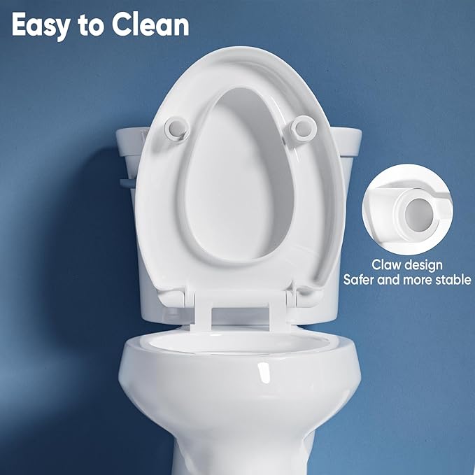 SAMODRA Raised Toilet Seat Riser, White, 3 Inch High Elevated Toilet Seat for Seniors, Soft Close, Easy Install & Clean (Elongated)